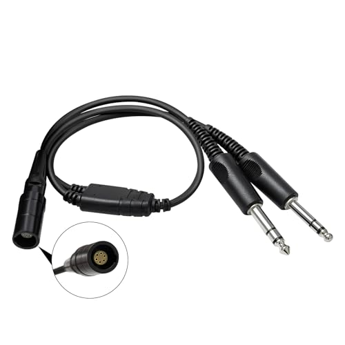 Aviation Headset to General Aircraft (GA) Adapter 6-Pin Lemo to GA Dual Plug Headphone Adapter for Bose A20 A30