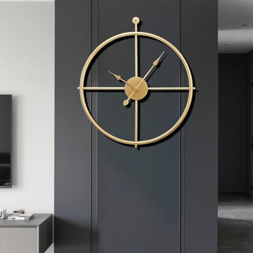 Eruner Gold Brass Wall Clock 24 Inch Wall Clocks for Living Room Decor Mordern Decorative Clock Minimalism Non Ticking Battery Operated Metal Clock for Living Room Kitchen and Office