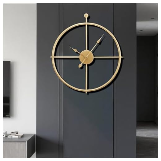 Gold Brass Wall Clock 24 Inch Wall Clocks for Living Room Decor Mordern Decorative Clock Minimalism Non Ticking Battery Operated Metal Clock for Living Room Kitchen and Office