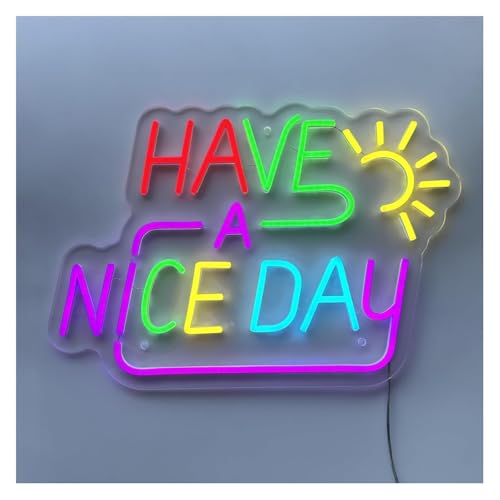 Enseignes lumineuses néon Happy A Nice Day : lampe décoration murale et veilleuse LED