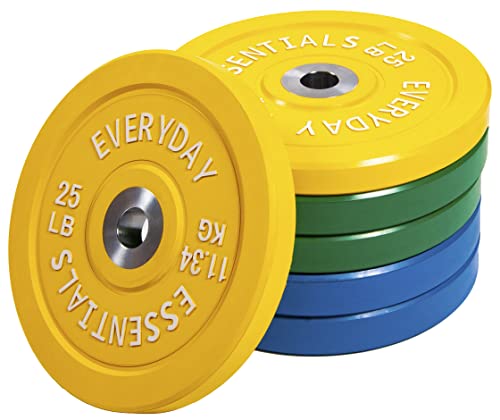 Image of BalanceFrom Everyday Essentials Color Coded Olympic Bumper Plate Weight Plate with Steel Hub, Pairs or Sets