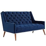 Modway Peruse Velvet Loveseat in Navy