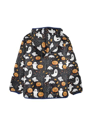 Cartoon Ghost Bat Pumpkins Girls Fleece Jacket Girls Fall Jacket Boys Coats Zip Up Hoodie Children Outerwear 2-10T2