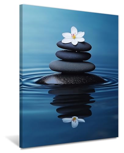 GLOKAKA Zen Stones Lotus Wall Art Serene Nature Art Spa