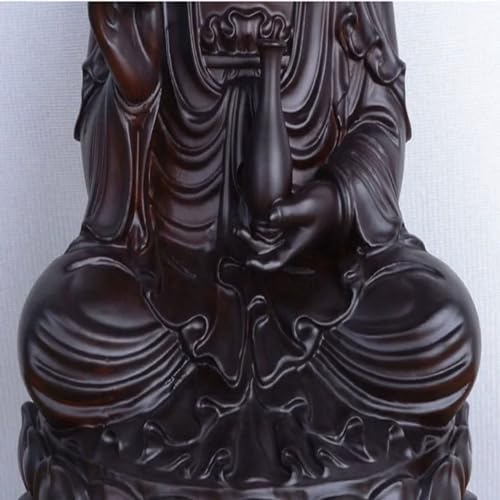Estatua de Buda Quan Yin tallada en madera miniatura 3