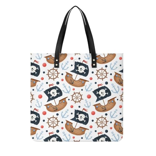 Tote bag pirate femmes : sac shopper de voyage et grand sac à main à bandoulière