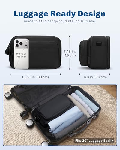 Image of Hynes Eagle Toiletry Bag for Men,Large Travel Shaving Dopp Kit,Black
