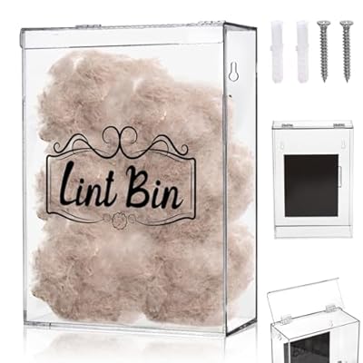 Goaste Acrylic Magnetic Lint Bin for Laundry Room, 135oz Dryer Lint Trash Can, Wall Mounted Lint Holder Box, Farmhouse Lint Holder with Lid for Laundry Storage Organization and Home Decor(Clear)