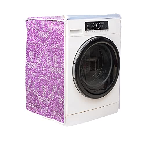 Image of Classic Front Load Washing Machine Cover Suitable For IFB 5.5 Kg, 6 Kg, 6.5 Kg (50cmsX63cmsX81cms, Purple Flower, Medium)