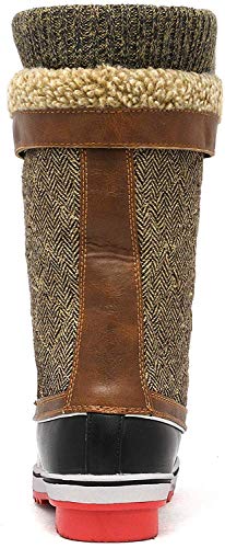 image for DREAM PAIRS Women's Monte_02 Brown Mid Calf Waterproof Winter Snow Boo