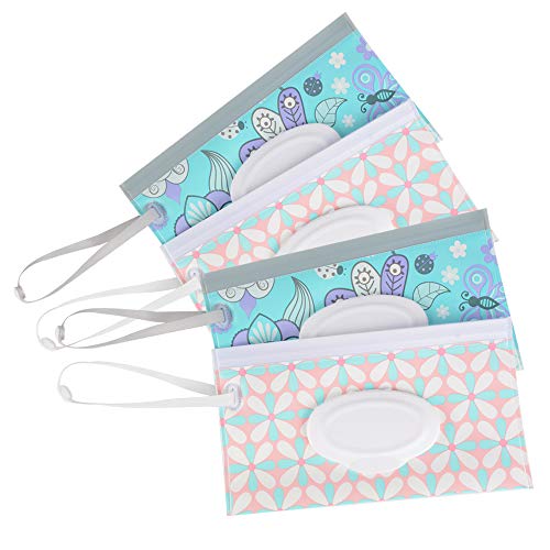 Venhoo Wet Wipe Pouch 4Pack Reusable Refillable Clutch Baby Wipes