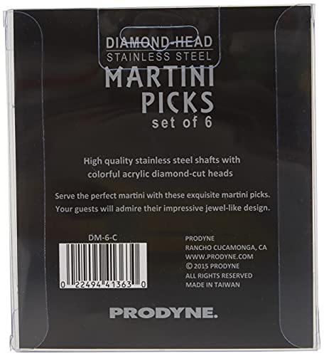 Prodyne Dm-6-C Colorful Diamond-Head Martini Picks, Set Of 6, Multicolor, 1Oz #TOP2