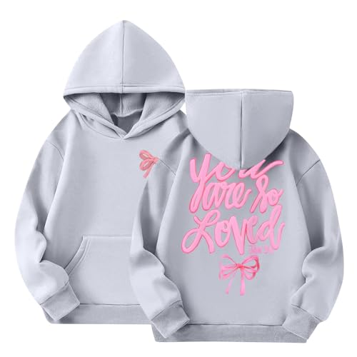 GOFULY Hoodies For Girls Baggy Fleece Long Sleeve Sweatshirt Hooded Letter Print Fall Y2K Hoodies Boys Clothes 2-14 Years