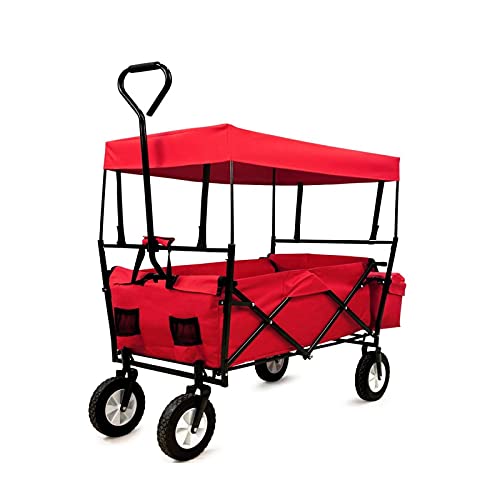 CARRELLO PIEGHEVOLE DA GIARDINO VAGONI CARRELLO DA TRASPORTO CON 4 RUOTE RIMORCHIO A MANO CARICO MASSIMO 80KG