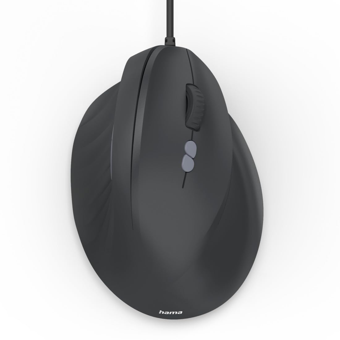 Hama “ECM-500R” Ergonomic Vertical Mouse, without Click Noise, 7 Buttons, Ergonomic for Right-Handed Users, 1000/1400/1800 DPI, 1.8 m Cable, Black