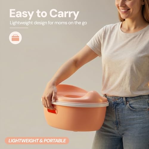 Image of Baybee 3 in 1 Baby Potty Training Seat for Kids 1-5 Years | Toddler Baby Potty Seat Chair with Removable Tray & Anti Slip Base | Portable Toilet Training Potty Seat with Step Stool for kids (Orange)