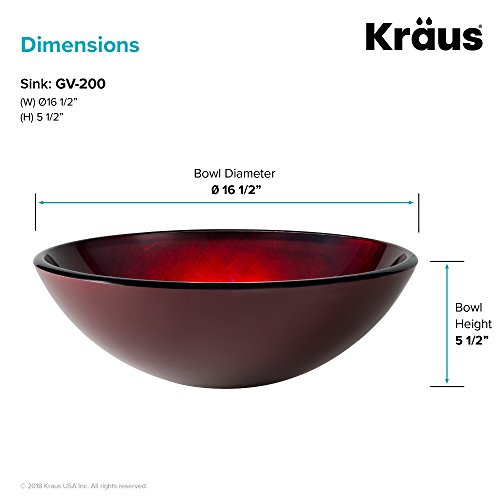 Kraus Gv-200 Irruption Red Glass Vessel Bathroom Sink #TOP5