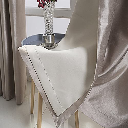 Image of GYROHOME Faux Silk Room-Darkening Blackout Curtains (Beige Liner) Solid Window Treatment Drapes for Bedroom Living Room, Thermal Insulated Ring Top (2Panels, 46x90inch,Gold Brown)