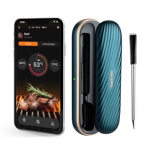 Inkbird INT-11X-B Fleischthermometer kabellos, 91m Bluetooth Grillthermometer Meat Thermometer, IP67...