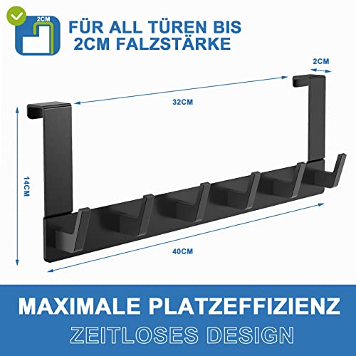 Dohomai Türgarderobe mit 6 Haken - Türhaken Zum Einhängen - Kleiderhaken Tür für Badezimmer Türhakenleiste Moderne Türhänger - Handtuchhalter Tür Bad - Jackenhalter Tür