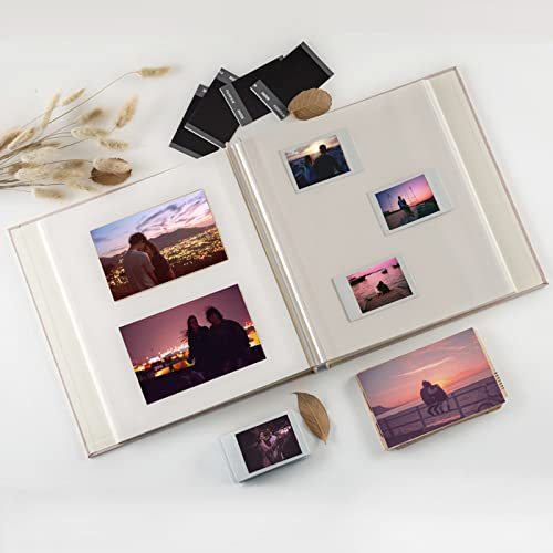 FJANS Photo Album Self Adhesive Scrapbook: Large Photo Book 6x4 Memory Book 40 Pages Vintage Linen Cover for Wedding Mother's Day Christmas, Grey