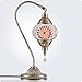 Yarra-Decor Turkish Moroccan Lamp with Bronze Base 3 Color Options Handmade Swan Neck Tiffany Mosaic Glass Bedside Lamps for Bedroom (LED Bulb Included)(4)