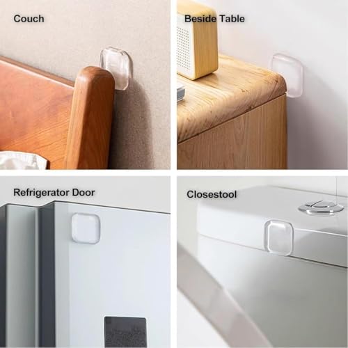 Image of Ducki 6-PC Square Door Bumper Stopper Wall Protector Self Adhesive Handle Knob Shield Bumper Guard,Prevents,Damage,Cabinet,Handle,Bed