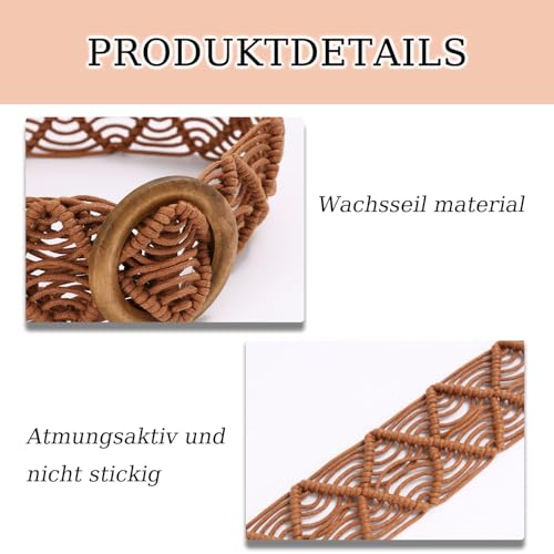 YzmrBdqc Geflochtener Rattan Taillengürtel für Frauen - Breiter Boho-Strohgürtel, Gewebter Bund