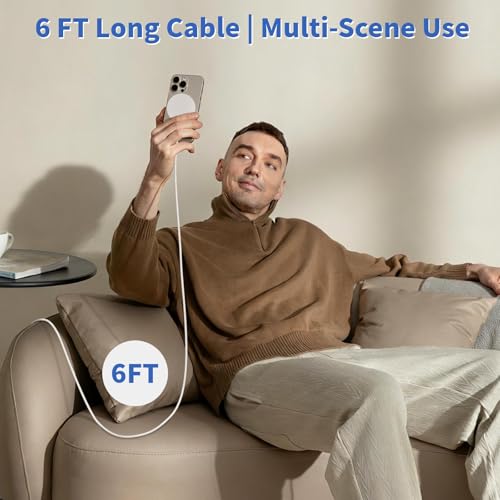 Image of 25W[Apple MFi Certified] Magnetic Wireless Charger iPhone Charger Fast Charging,6FT Apple Mag Safe Chargers Pad 35W Adapter Block for iPhone 17E /17 Pro Max /Air /16 ProMax /16 /15 Plus /15,AirPods