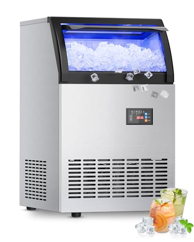 Image of Commercial Gourmet Ice Maker, 120Lbs /24H Spray Ice Machine | Self-Cleaning & Adjustable Ice Thickness, Stainless Steel Freestanding Under Counter for Crystal Clear Nugget Ice Making