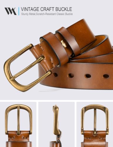 Image of WOLFANT Thicken Full Grain Leather Belt for Men,1.5 inch Italian Solid Leather | All-Day Comfy Heavy Duty Leather Belt for Casual, Work and Daily Wear