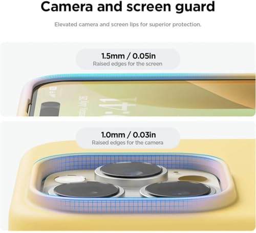 Image of Premium Liquid Silicone Case for iPhone 16 Pro - Slim Full Body Protective Back Cover with Soft Microfiber Lining, Anti-Slip Grip Scratch Resistant Phone Case (Yellow)