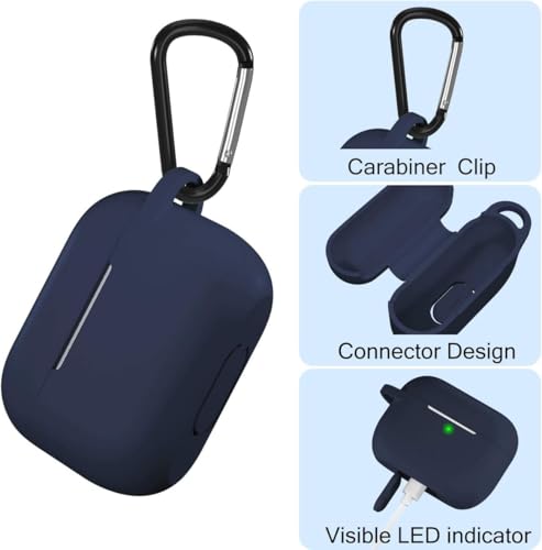 Image of EDNITA Airpods Pro 2 Case Compatible with Airpod 2 Pro & Airpods Pro, Earphone Case Cover Keychain | Shock Ressitant Full Protection LED Visible (Navy Blue)