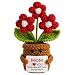 COLTUPWZ Handmade Crochet Red Flowers Birthday Gift for Mom, Remember I Love You Emotional Support Gift for Mom Step Mama from Daughters Knitted Crochet 3 Flowers Pot Doll