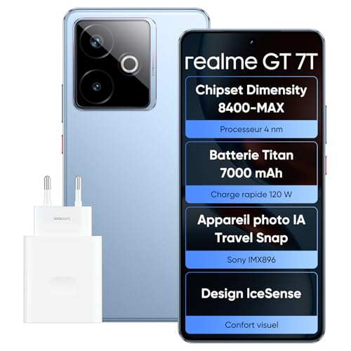 realme GT 7T 5G processeur Dimensity 8400-MAX et 12GB RAM pour la performance