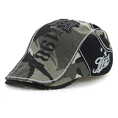 Sombrero de pico de pato de algodón Tapa Plana taxista la tapa exterior ajustable unisex de moda Repartidor de prensa Hat Beret Cap