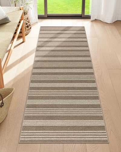 Lahome Striped Easy Jute Kitchen Runner Rug, 2x6 Washable Rugs for Entryway