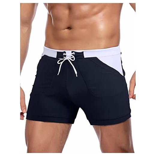 COOFANDY sunga masculina camuflada de secagem rápida, shorts de natação com bolsos, Azul marinho, Large