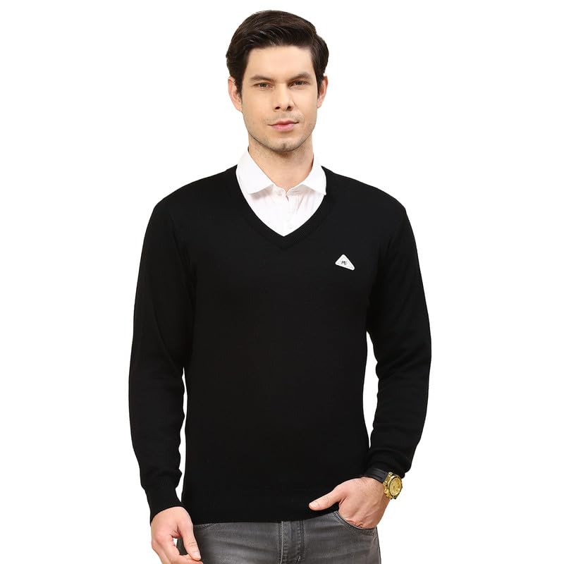 Image of Monte Carlo Shell Solid V Neck Pullover | Warm Woolen Pullover for Men | Soft Comfortable Knitted Winter Wear Sweater for Men's