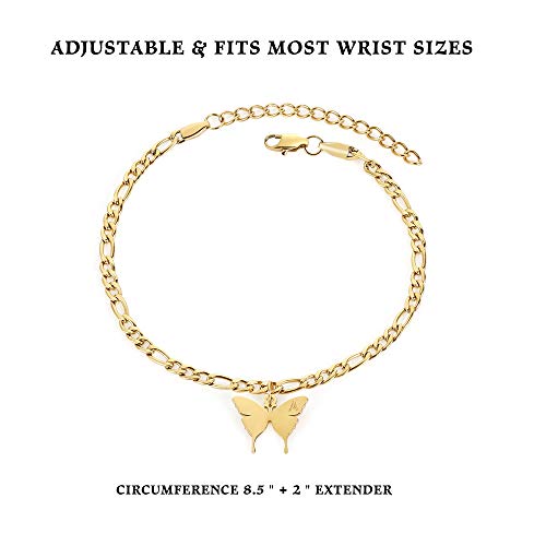 Gold Anklet For Women - Ankle Bracelets For Women Waterproof Figaro Link Chain Butterfly Anklet Initial Summer Beach Foot Gold Jewelry For Teen Girls Gifts Idea 13 Year Old Girl Anklet With Initials K #TOP1