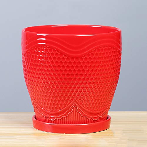 Pot en céramique YRYRYW avec plateau finition soignée pour intérieur chic