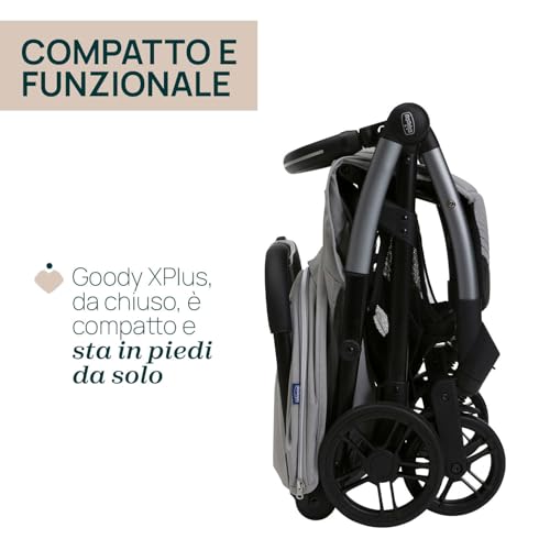 Chicco Passeggino Goody Xplus, Da 0 Mesi-4 Anni (22 Kg), Chiusura A Una Mano, Si Chiude Con Un Solo Gesto, Compatto, Ruote Grandi, Capotte Estensibile,Schienale Reclinabile E Regolabile In 4 Posizioni - 4