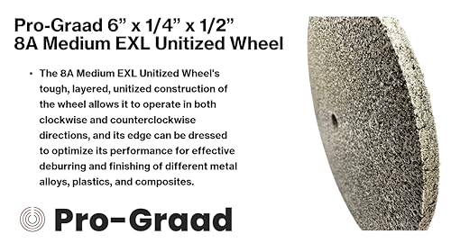 Image of EXL Unitized Wheel, Aluminum Oxide, 6 inch Diameter x 1 /4 inch Wide x 1 /2 inch Arbor, 8A Medium | 13778 | (Pack of 1)