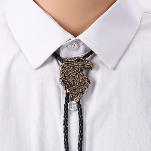 Image of Western Cowboy Patriotic Eagle Bolo Tie USA 250th Anniversary | Premium braided leather, anti-tarnish alloy pendant, adjustable sliding clasp, patriotic bolo tie for USA 250th Anniversary