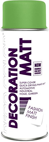 DECO COLOR Lackspray Matt nach RAL in 400ml zur Lackierung von Auto Stahl Aluminium Beton Holz (1 Dose in gelb-grün matt RAL 6018)