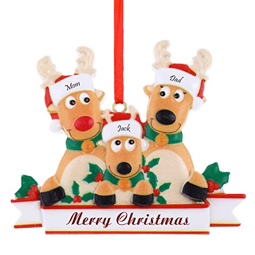 Molain Hirsch Weihnachtsschmuck, Familie Ornament von 3,4,5 benutzerdefinierte Name Rentier Xmas Tree Anhänger mit Text, maßgeschneiderte Weihnachtsdekoration Geschenke