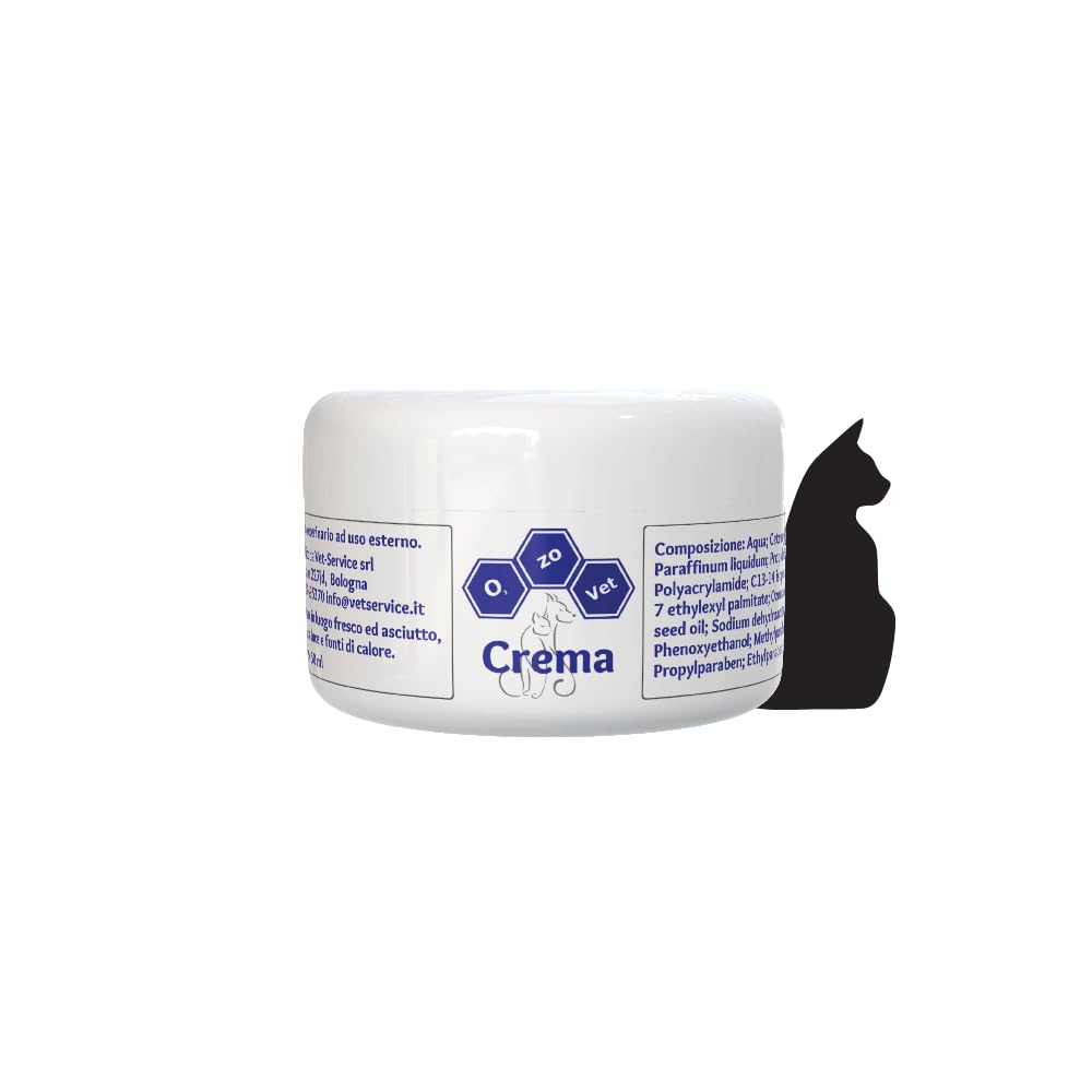 Ozo-Vet | Crema Gatto 100 ml | Riattivazione Cutanea Gatto, Dermatite Gatto, Lenitivo per Piaghe e Pododermatiti