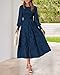 BTFBM Wedding Guest Dresses for Women Fall Fashion 2025 Casual Long Sleeve Floral Maxi Boho Homecoming Dress(Dark Blue,Medium)