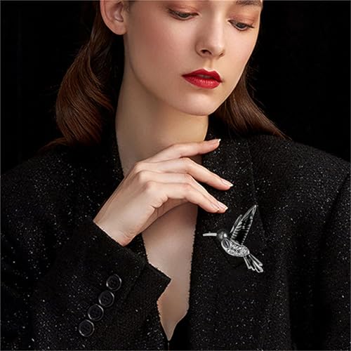 Image of coadipress Colorful Birds Brooch Pins Crystal Rhinestone Branch Bird Brooch Cute Enamel Animal Magpie Hummingbird Pin Fashion Jewelry Accessories Gifts
