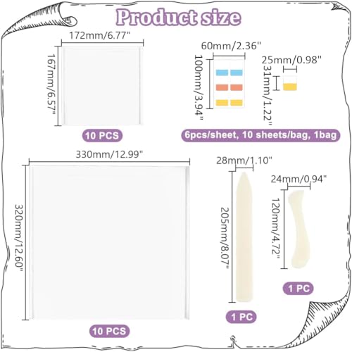 Image of AHANDMAKER 20 PCS Scrapbook Paper Storage 2 Sizes Clear Storage Bag with 60pcs Index Tabs and Bone Folder Paper Creaser for Holding 12x12inch, 6x6inch Scrapbook Photos and Paper File